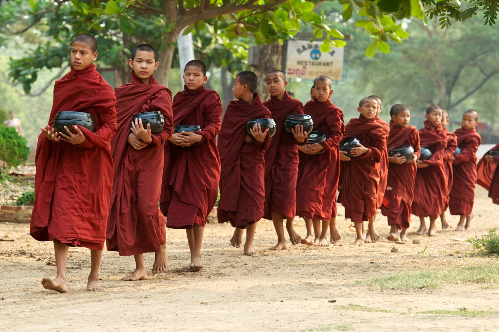 Burma Myanmar Bagan monks walking | Kai-Henrik Barth Photography