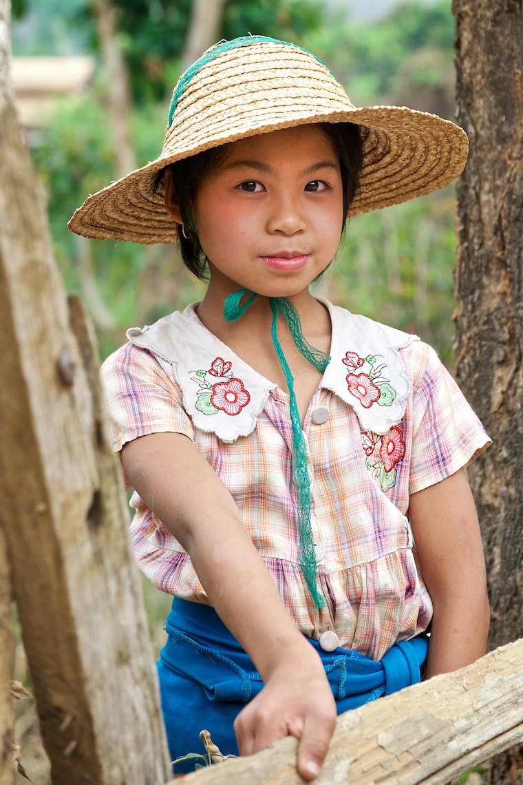Burma Myanmar Hsipaw  young country girl with hat