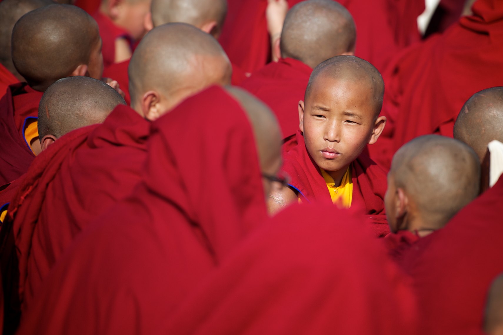 Nepal, Kathmandu, young monks in red